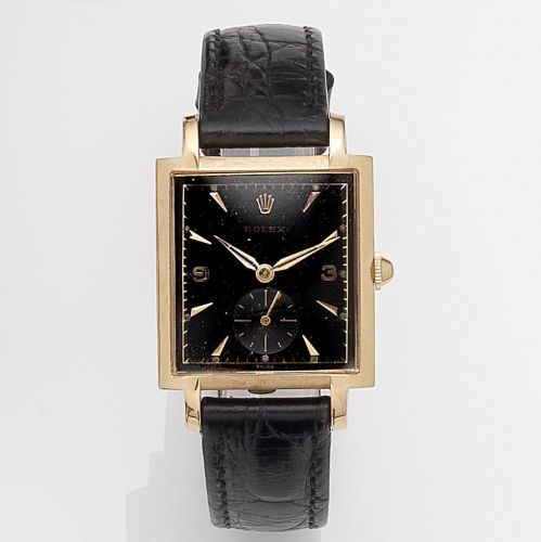Rolex. An 18k rose gold manual wind wristwatch