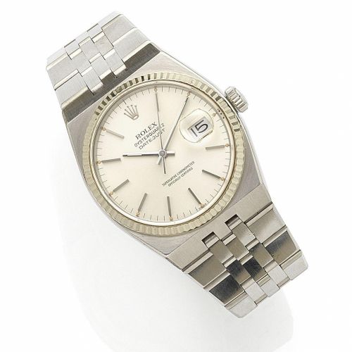 Rolex. A stainless steel quartz calendar bracelet watch