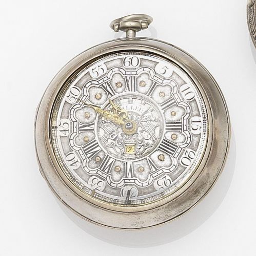 J. Miller, London. A silver pair case pocket watch