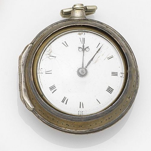 Charles Cabrier, London. A silver key wind pair case pocket watch (AF)