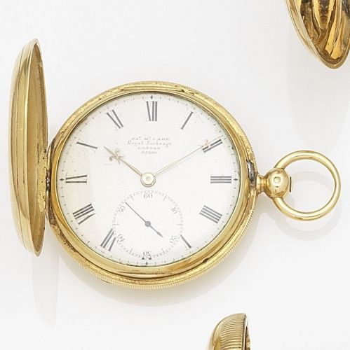 James McCabe, London. An 18k gold key wind full hunter pocket watch