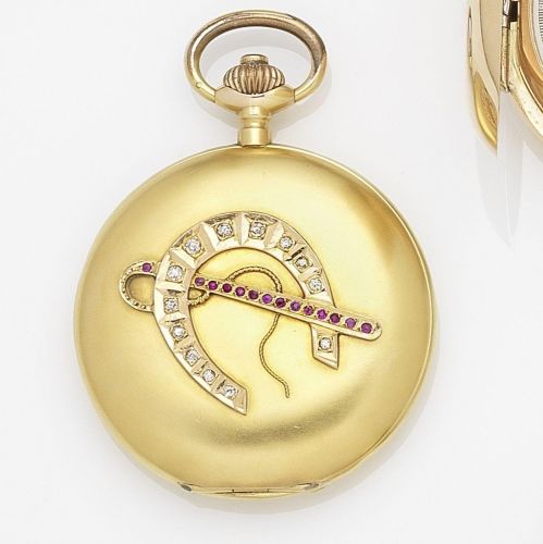 Stowa. A 14K gold keyless wind full hunter pocket watch