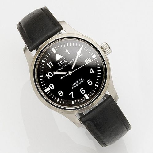 IWC. A stainless steel automatic calendar wristwatch