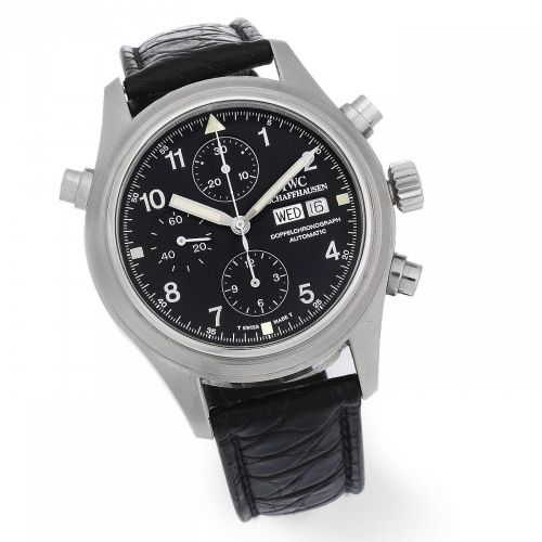 IWC. A stainless steel automatic calendar split second chronograph wristwatch