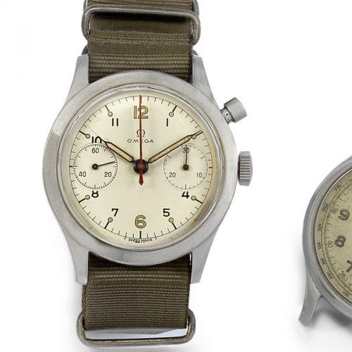 Omega. A military stainless steel manual wind single button chronograph wristwatch for the Canadian Airforce