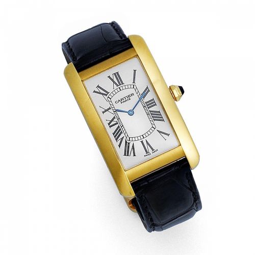 Cartier. An 18K gold manual wind wristwatch
