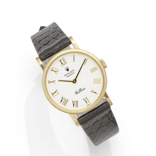 Rolex. A lady's 18K gold manual wind wristwatch