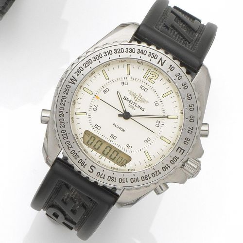 Breitling. A stainless steel analogue and LCD quartz alarm chronograph calendar wristwatch