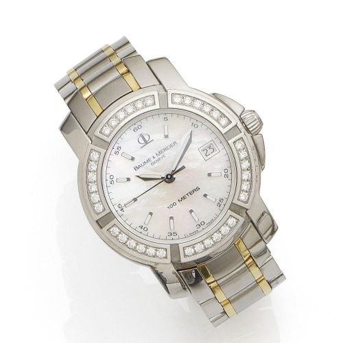 Baume Mercier. A stainless steel quartz calendar bracelet watch