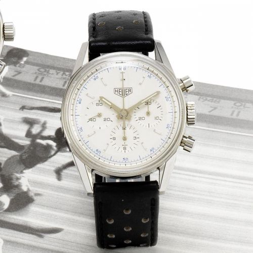 Heuer. A stainless steel manual wind chronograph wristwatch