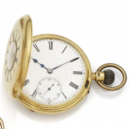 J. Smith Sons, 9 Strand, London. An 18K gold keyless wind half hunter pocket watch