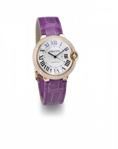 Cartier. An 18k rose gold and diamond set automatic wristwatch