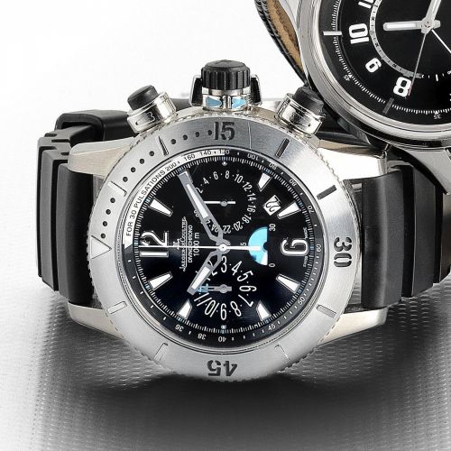 Jaeger-LeCoultre. A titanium automatic calendar chronograph diver's wristwatch with dual time zone