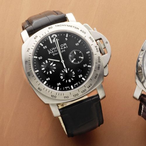 Panerai. A stainless steel automatic calendar chronograph wristwatch
