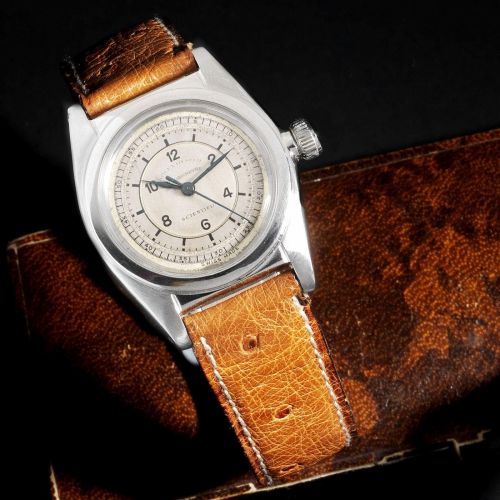 Rolex. A very rare and unusual stainless steel centre seconds manual wind wristwatch