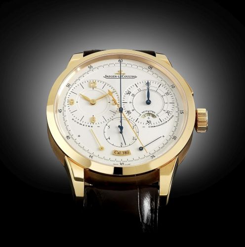 Jaeger-LeCoultre. A fine 18K rose gold manual wind single button chronograph wristwatch with power reserve and 1/6th second indication