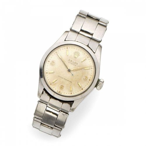 Rolex. A stainless steel manual wind bracelet watch