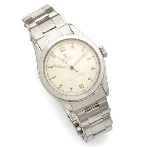 Rolex. A stainless steel manual wind bracelet watch