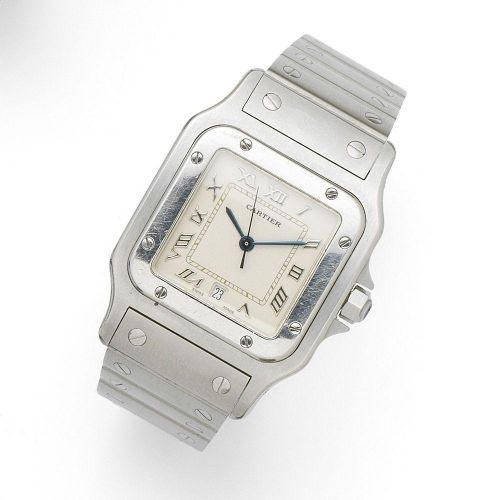 Cartier. A stainless steel quartz calendar bracelet watch