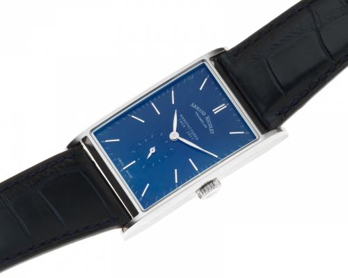 Armand Nicolet. A stainless steel manual wind rectangular wristwatch