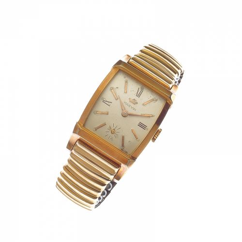 Marvin. A gold plated manual wind drivers bracelet watch
