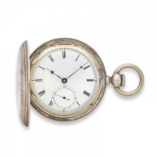 Boston Watch Co. A rare silver hunter cased watch