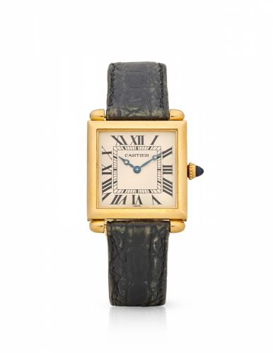 Cartier. A fine 18K yellow gold square quartz Wristwatch