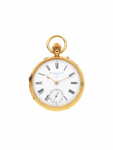 Barraud Lunds, 41 Cornhill, London. An 18K gold keyless wind open face pocket watch