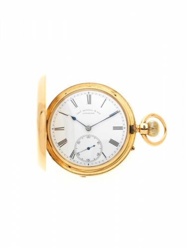 Thomas Russell Son, 18 Church Street, Liverpool. An 18K gold keyless wind full hunter pocket watch