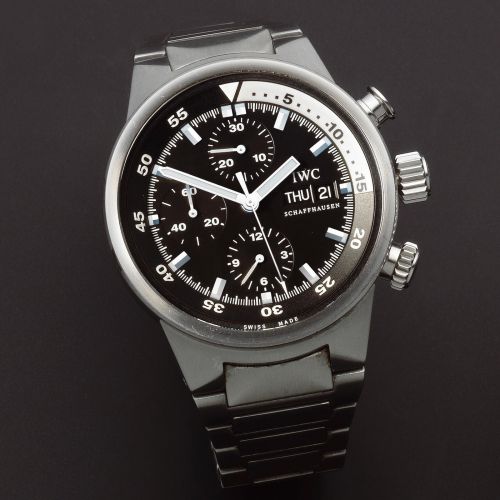 IWC. A stainless steel automatic calendar chronograph bracelet watch