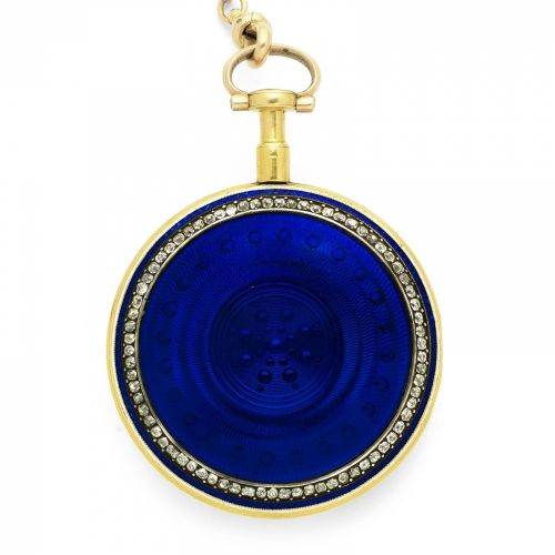 Barwise, London. A gold, enamel and diamond set key wind open face pocket watch