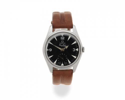 Omega. A stainless steel manual wind wristwatch