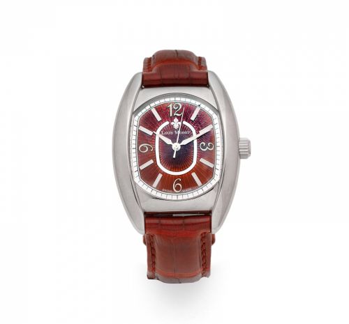 Louis Moinet. A stainless steel manual wind wristwatch with enamel dial