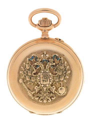 Paul Buhre. A 14K gold keyless wind full hunter pocket watch