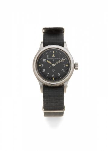 IWC. A stainless steel military issue manual wind wristwatch