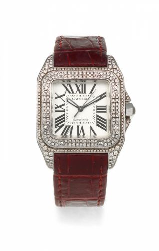 Cartier. A stainless steel diamond set automatic wristwatch