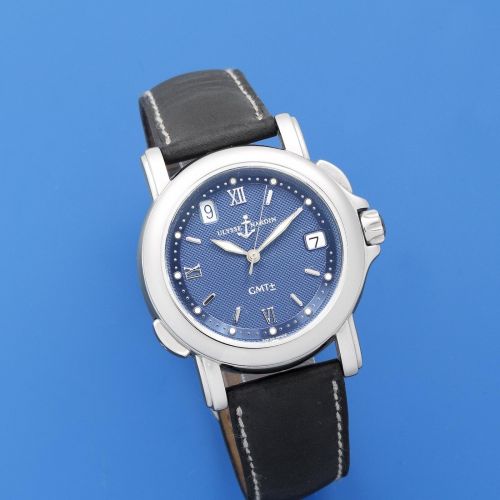 Ulysse Nardin. A stainless steel automatic calendar wristwatch with dual time