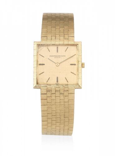Vacheron Constantin. An 18K gold manual wind square bracelet watch