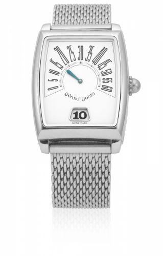 Gerald Genta. A stainless steel automatic jump hour bracelet watch