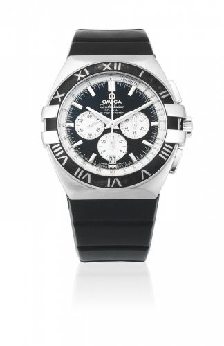 Omega. A stainless steel automatic calendar chronograph wristwatch with co-axial escapement