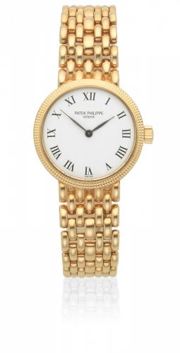 Patek Philippe. A lady's 18K gold manual wind bracelet watch