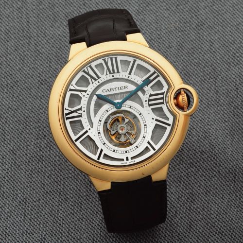 Cartier. A fine 18K rose gold tourbillon wristwatch