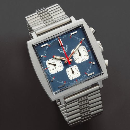 Heuer. A stainless steel manual wind chronograph bracelet watch