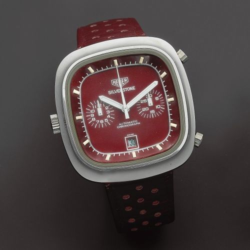 Heuer. A stainless steel automatic calendar chronograph cushion form wristwatch
