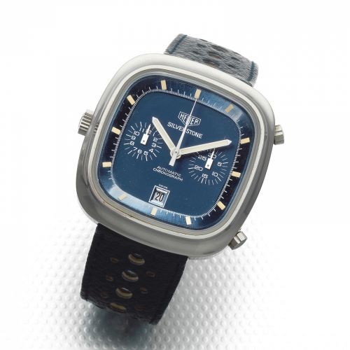 Heuer. A stainless steel automatic calendar chronograph cushion form wristwatch