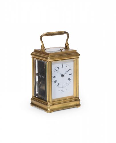 A fine late 19th century French gilt brass carriage clock with Royal provenance to George V (1865-1936)