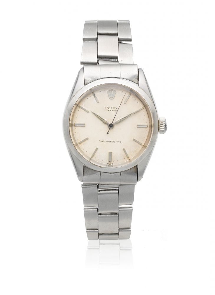 Rolex. A stainless steel manual wind bracelet watch
