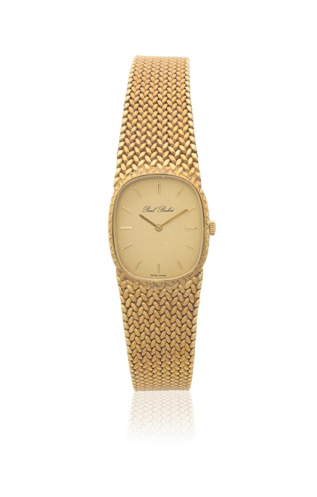 Paul Buhre. A lady's 18K gold manual wind bracelet watch