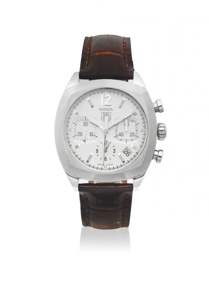 TAG Heuer. A stainless steel automatic calendar chronograph wristwatch