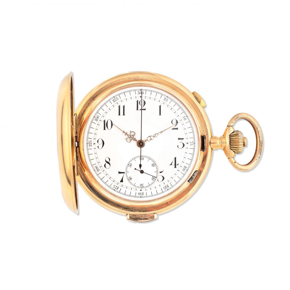 Invicta. An 18K gold keyless wind quarter repeating full hunter pocket watch